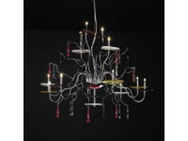 Crystal and chrome chandelier 3d model preview