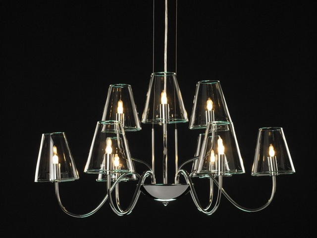 Modern glass chandelier lighting 3d rendering