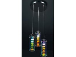 Colorful glass pendant lamp 3d model preview