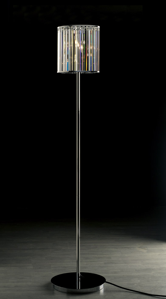 Chrome and glass floor lamp 3d rendering