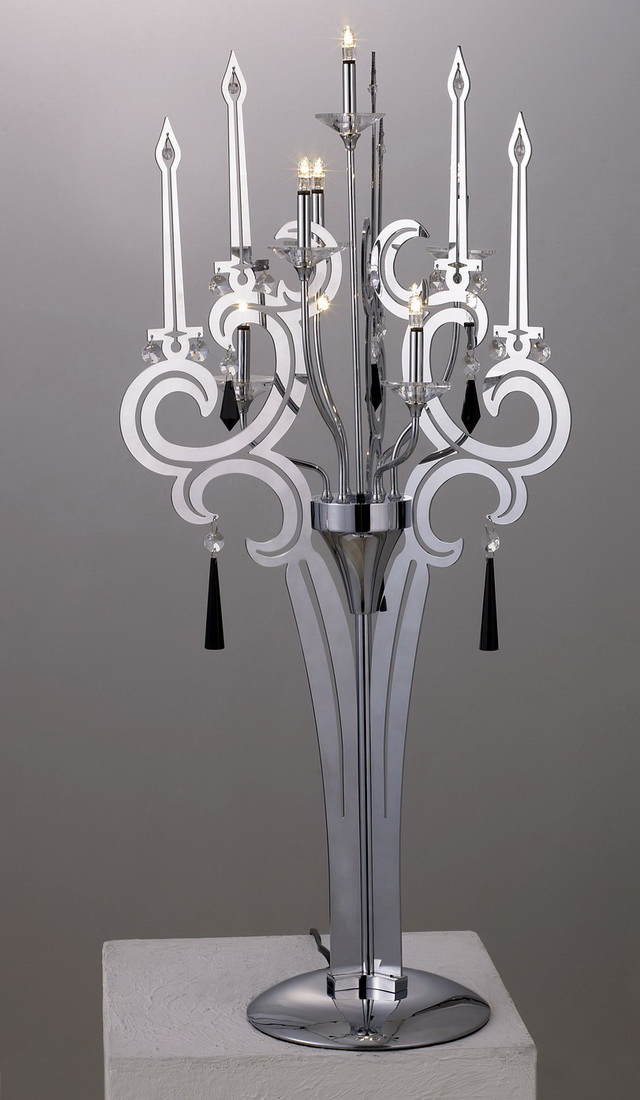 Classic chrome table lamp 3d rendering