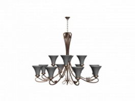 Brushed copper chandelier 3d model preview
