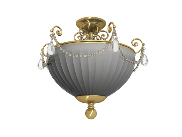 Brass spherical ceiling lamp 3d rendering