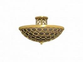 Brass ceiling-mounted lamp 3d model preview