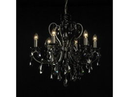 6 lights grey black crystal chandelier 3d model preview