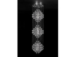 Raindrop crystal chandelier 3d model preview