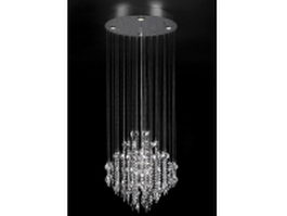 Glass drop chandelier 3d model preview