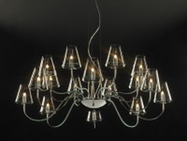 16 lights chrome and glass chandelier 3d model preview