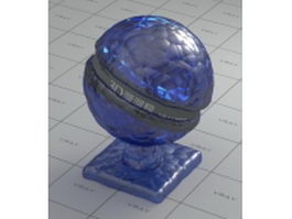 Blue art decorated glass vray material
