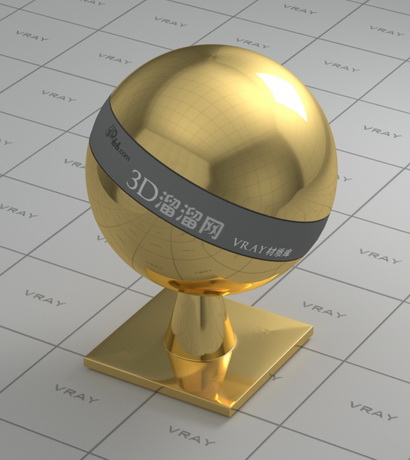 Mirror polished gold material rendering