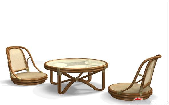 Low coffee table and chairs 3d rendering