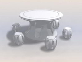 Chinese traditional dining sets 3d model preview