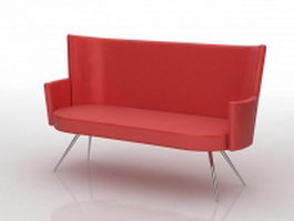 Red happy sofa loveseat 3d model preview