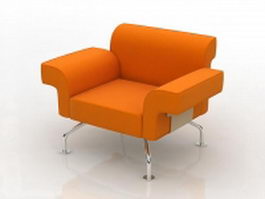 Chrome steel legs upholstered chair 3d preview