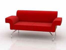 Two-seater red sofa 3d model preview
