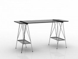 Black glass pony desk 3d preview