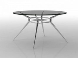 Black glass round dining table 3d model preview