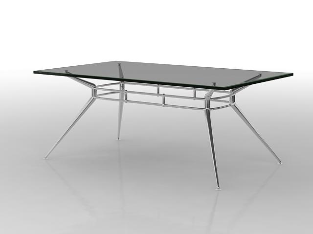 Black glass rectangle dining table 3d rendering