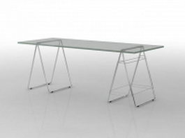 Glass executive desk 3d model preview