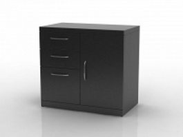 Carbon black steel document cabinet 3d model preview