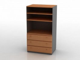 Wood storage cabinet 3d model preview