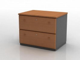 2 drawers wood document cabinet 3d model preview