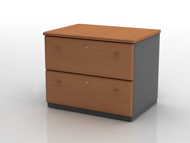 2 drawers wood document cabinet 3d rendering