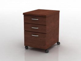 Small wood filing cabinet 3d model preview
