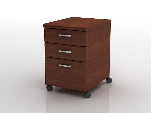 Small wood filing cabinet 3d rendering