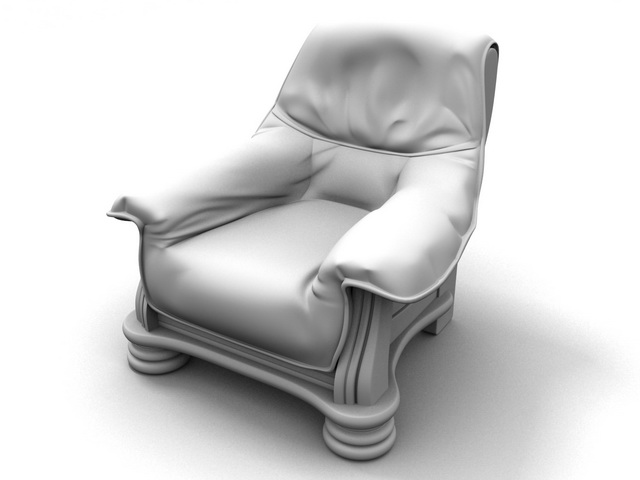 Wood base armchair 3d rendering