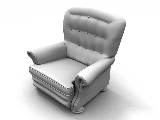 Large upholstered armchair 3d rendering