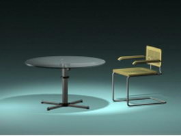 Cantilever chair and glass table 3d preview