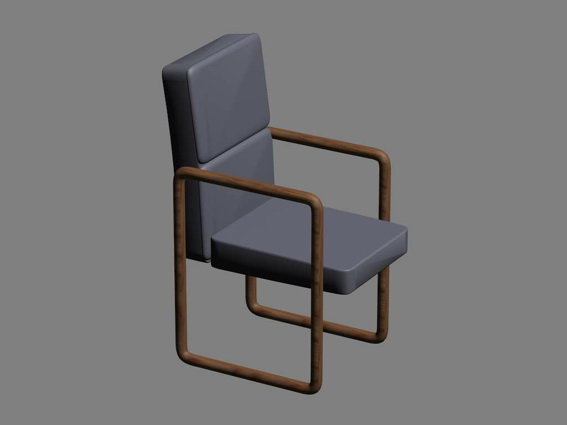 Wood base dining chair 3d rendering