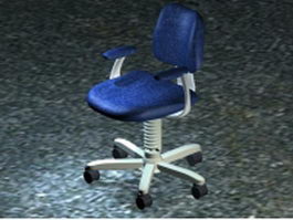 Blue swivel chair 3d model preview
