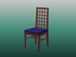Wood side dining chair 3d model preview