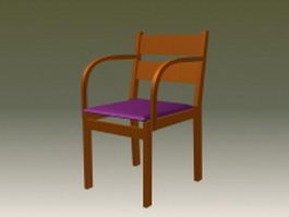 Armrest wood chair 3d model preview