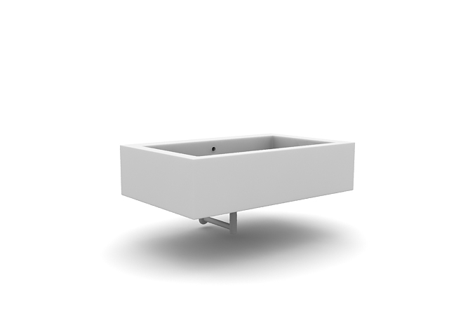 Rectangle white ceramic sink 3d rendering