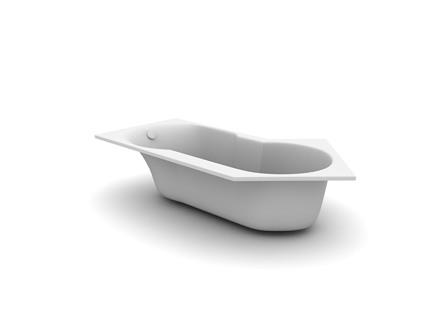 Solid surface bathtub 3d rendering