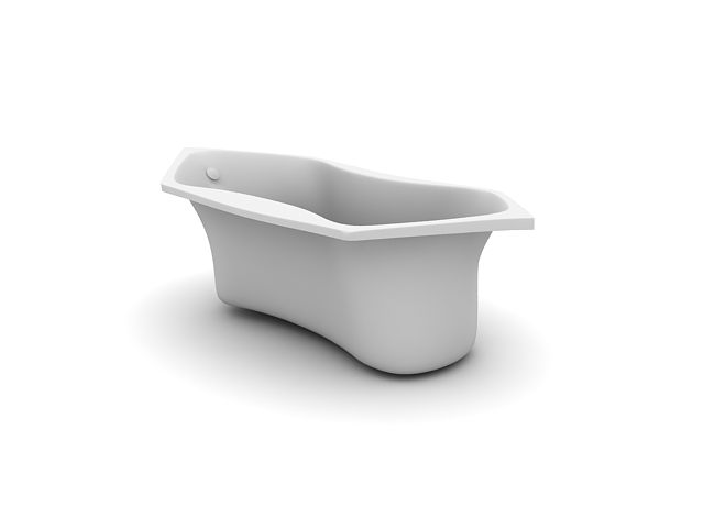 Pure acrylic soaking bathtub 3d rendering