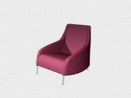 Pink fabric wingback chair 3d preview
