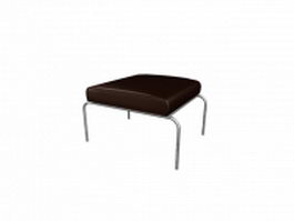 Brown leather ottoman stool 3d preview