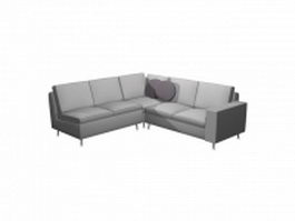 High back cloth sectional sofa 3d model preview