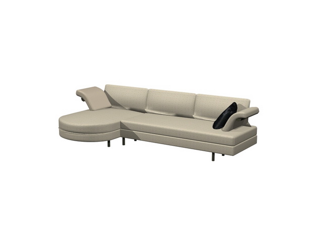 Beige cloth settee couch 3d rendering