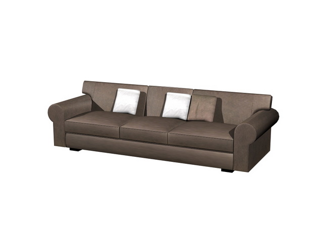 Brown cloth cushion couch 3d rendering