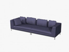 Slate blue cloth sofa settee 3d model preview