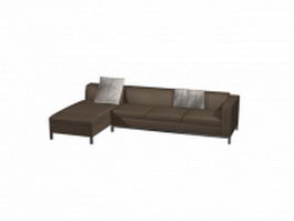 Brown fabric sectional sofa 3d model preview