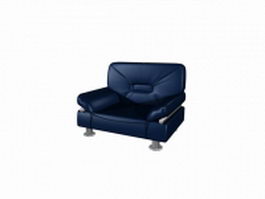 Blue leather sofa chair 3d model preview