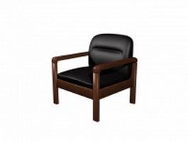 Wood base leather armchair 3d model preview