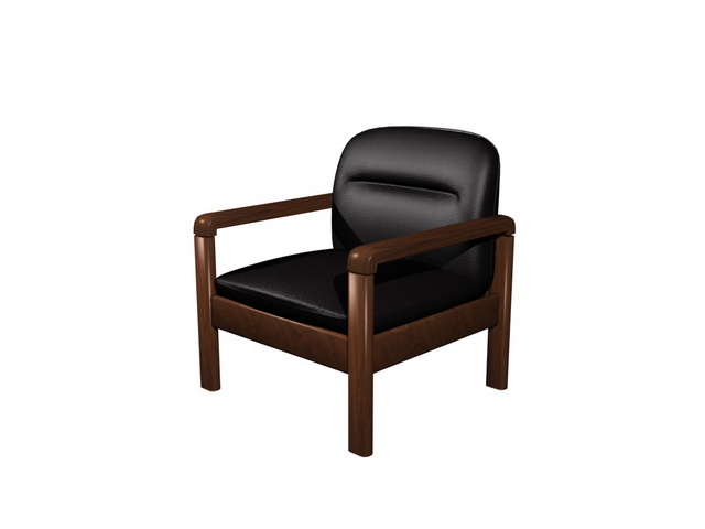 Wood base leather armchair 3d rendering