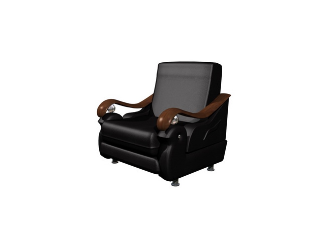 Black leather armchair 3d rendering